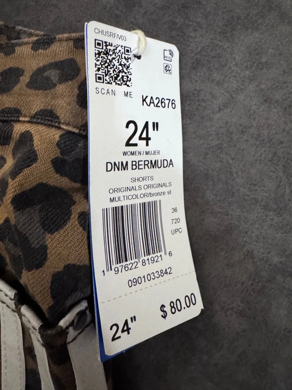 Women ADIDAS Leopard denim Bermuda shorts trendy jorts bronze classic stripes 24 - Picture 6 of 9